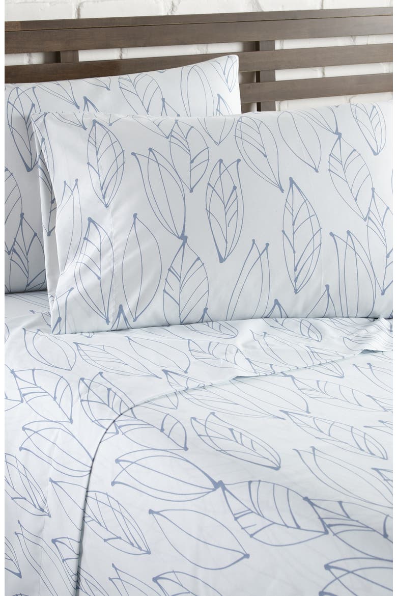 Premium Collection Ultra Soft Botanical Forest Sheet Set, Main, color, MODERN FOLIAGE WHITE/BLUE