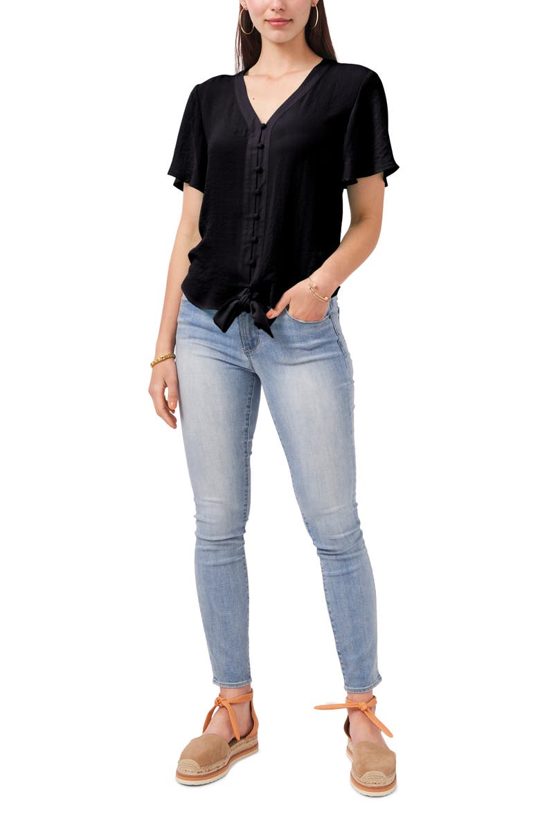 Vince Camuto Tie Front Button-Up Blouse, Alternate, color, 