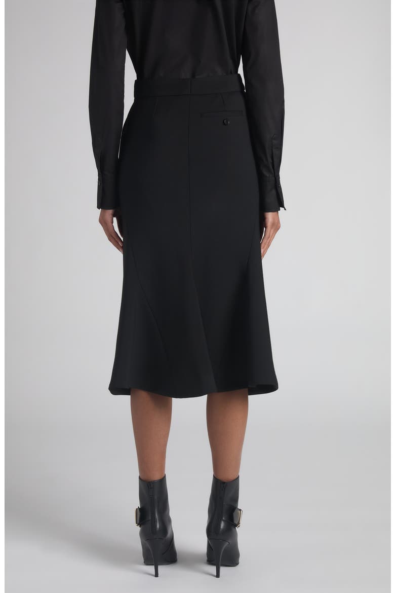 Kick Back Wool Stretch Gabardine Midi Skirt, Alternate, color, BLACK