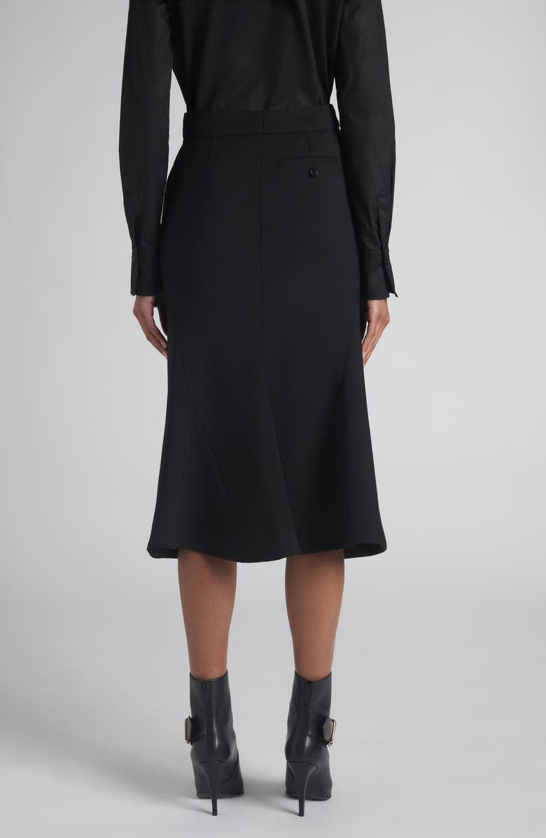McQueen Kick Back Wool Stretch Gabardine Midi Skirt, Alternate, color, Black