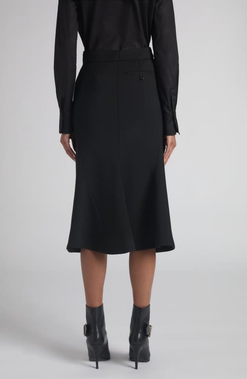 Alexander Mcqueen Mcqueen Kick Back Wool Stretch Gabardine Midi Skirt In Black