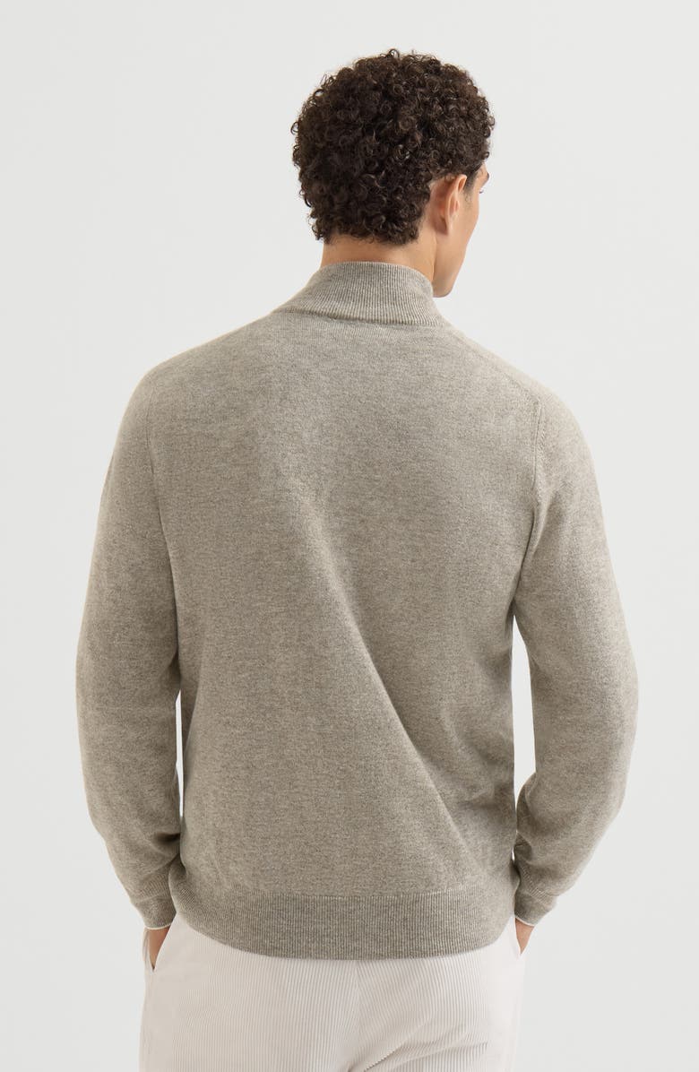 Brunello Cucinelli Cashmere high-neck cardigan with zipper, Alternate, color, Grey
