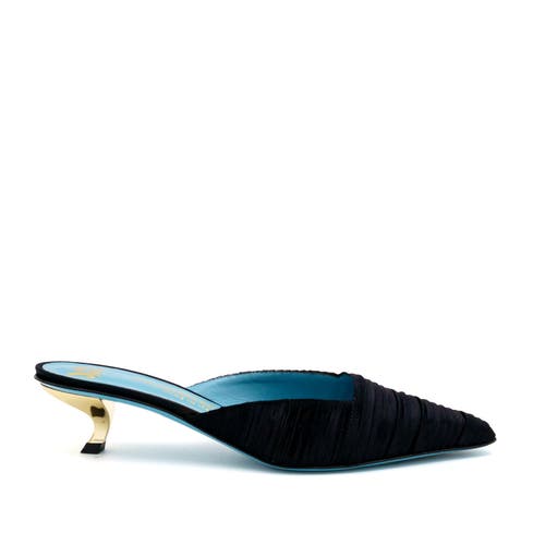 Valentina Rangoni Virgilo Low Heel Mule In Black Plisse