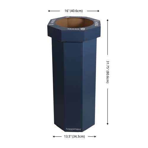 Happimess Fleur 25-gallon Classic Disposable Corrugated Cardboard Event Trash Can And Recycling Bin In Blue