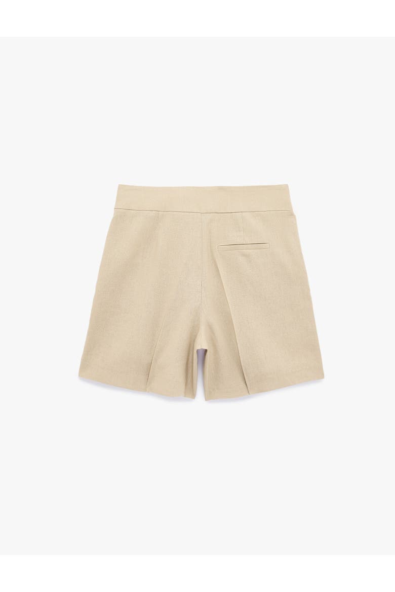 Pleated Linen Bermuda Shorts with Half Belted, Alternate, color, MINK