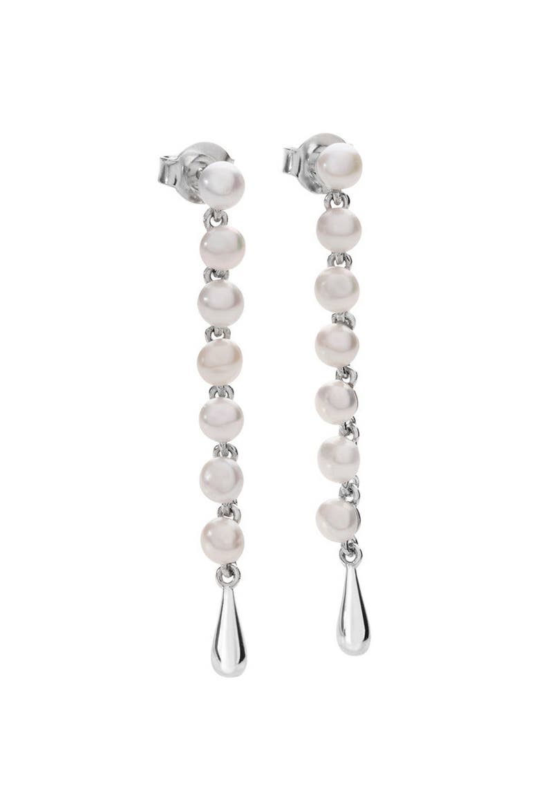 Royal Pearl Drop Earrings, Main, color, Sterling Silver