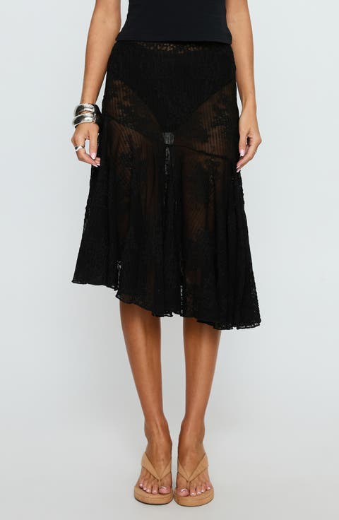 Mellissa Sheer Floral Jacquard Midi Skirt