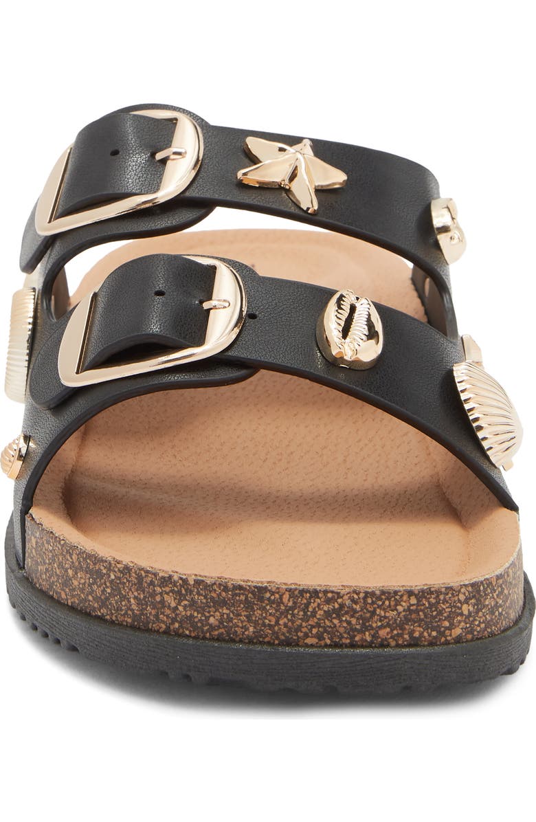 TOP MODA Arissa Double Strap Slide Sandal, Alternate, color, Black Pu