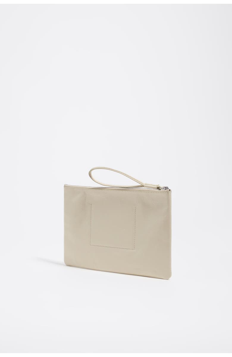 Bimba y Lola Medium Leather Zip Clutch, Alternate, color, Ivory