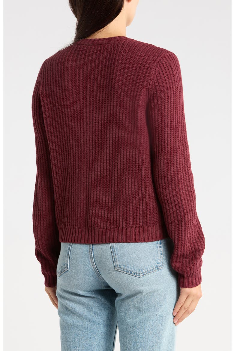 Felicity Crewneck Cotton Blend Cardigan, Alternate, color, ROSEWOOD