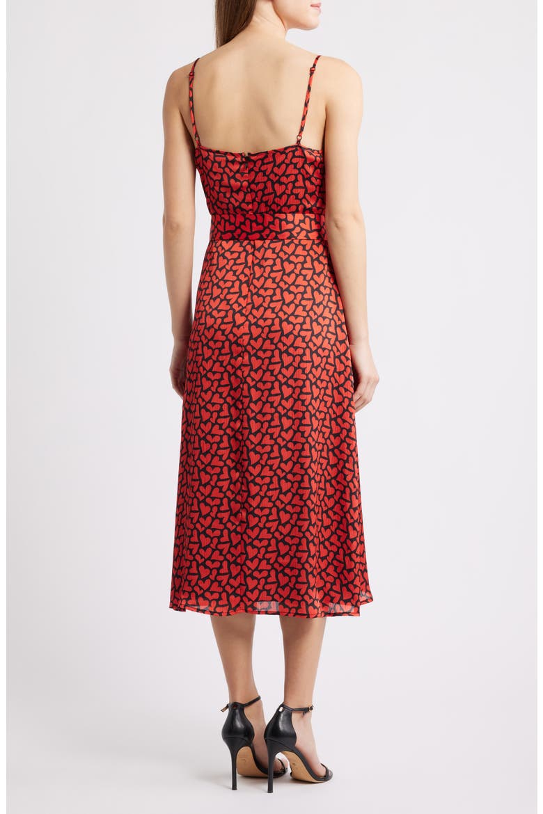 Red Heart Belted Midi Dress, Alternate, color, RED/ BLACK