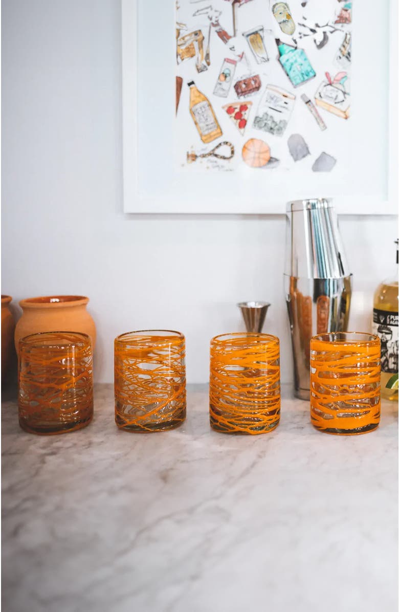 Verve Culture Handblown Glasses - Set of 4, Alternate, color, Orange