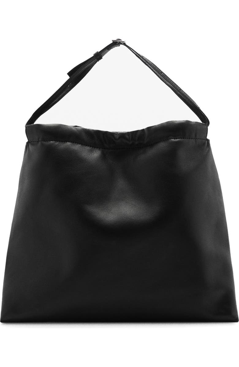 MANGO Gathered Leather Shopper Bag, Main, color,