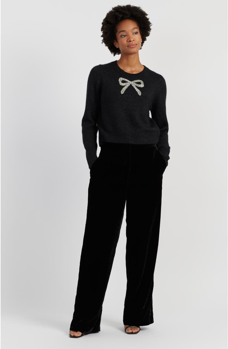 Chinti & Parker Embellished Bow Sweater, Alternate, color, Black