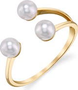 The Pearl Source 14K Gold Freshwater Pearl Victoria Ring