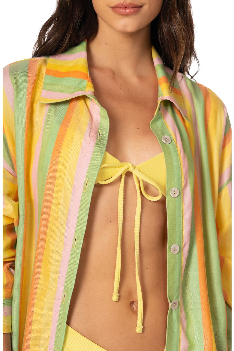 Rhythmic Lines Dreambound Cover-Up Shirt, Alternate, color, OPEN YELLOW