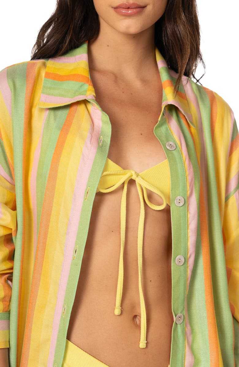 Maaji Rhythmic Lines Dreambound Cover-Up Shirt, Alternate, color, Open Yellow