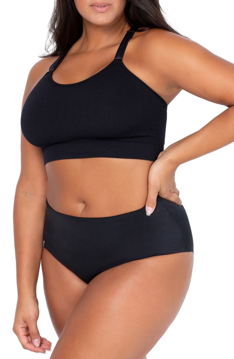 Curvy Couture Smooth Seamless Comfort Wireless Bralette, Alternate, color, Black Hue