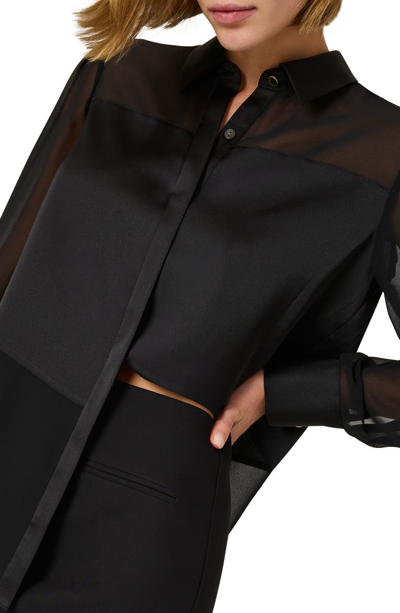 Milly Andy Semisheer Satin Button-Up Top, Alternate, color, 