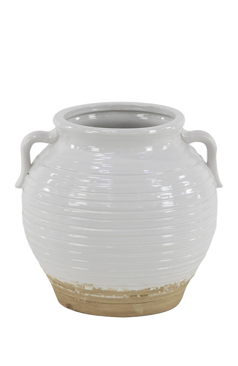 SONOMA SAGE HOME White Ceramic Indoor Outdoor Planter with Handles, Main, color, White