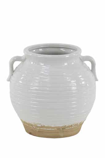 SONOMA SAGE HOME White Ceramic Indoor Outdoor Planter with Handles