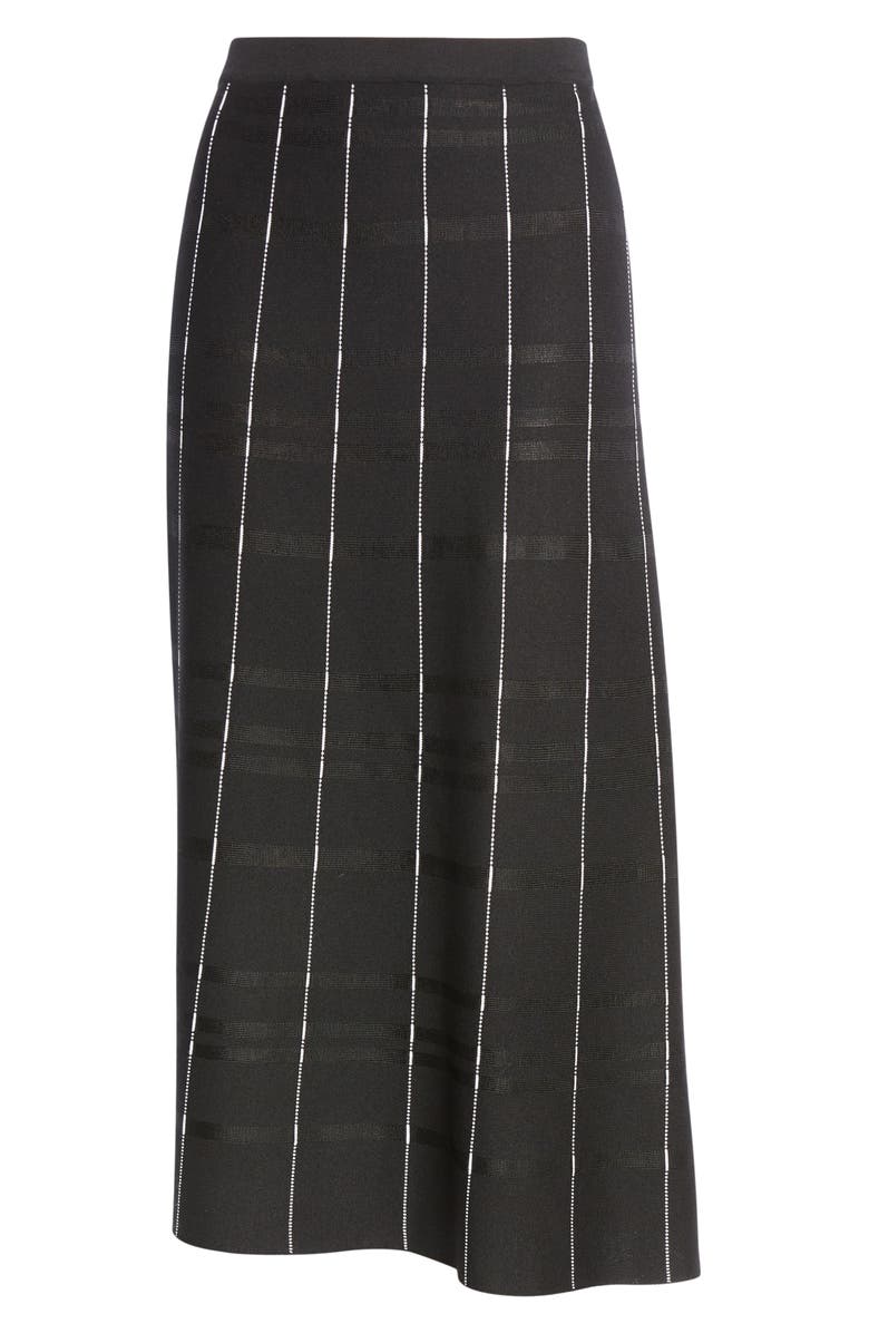 Ming Wang Stripe Stitch A-Line Skirt, Alternate, color, Black/White