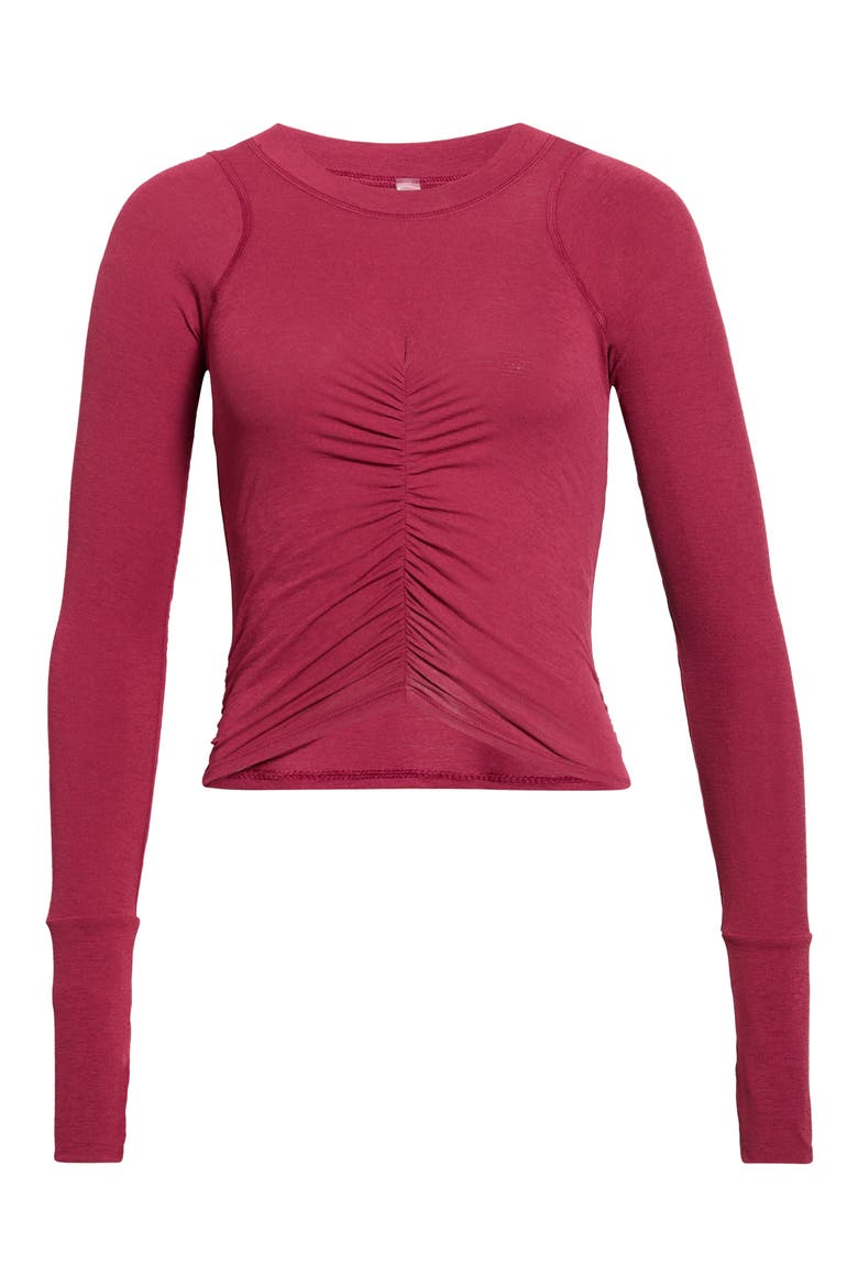 FP Movement Tempo Ruched Long Sleeve T-Shirt, Main, color, BRICK