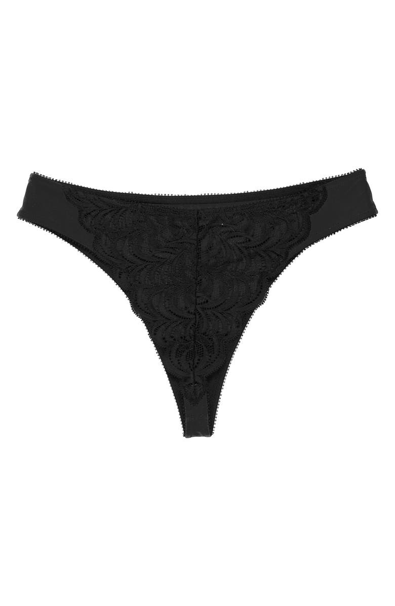 Natori Persuasion Stretch Lace Thong, Alternate, color, Black