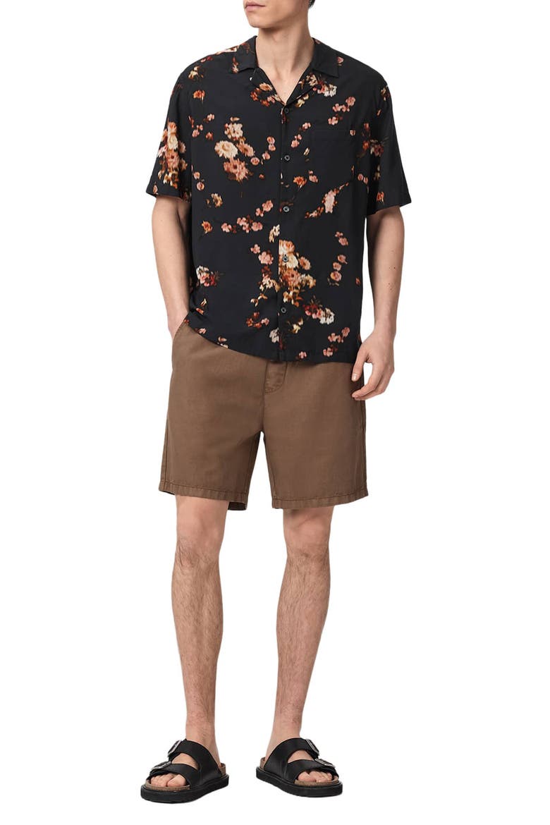 Karmada Floral Camp Shirt, Alternate, color, BLACK