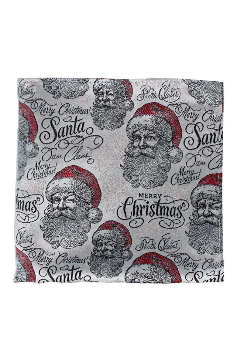 Santa Claus Is Watching Silk 12x12 Pocket Square, Alternate, color, Cream