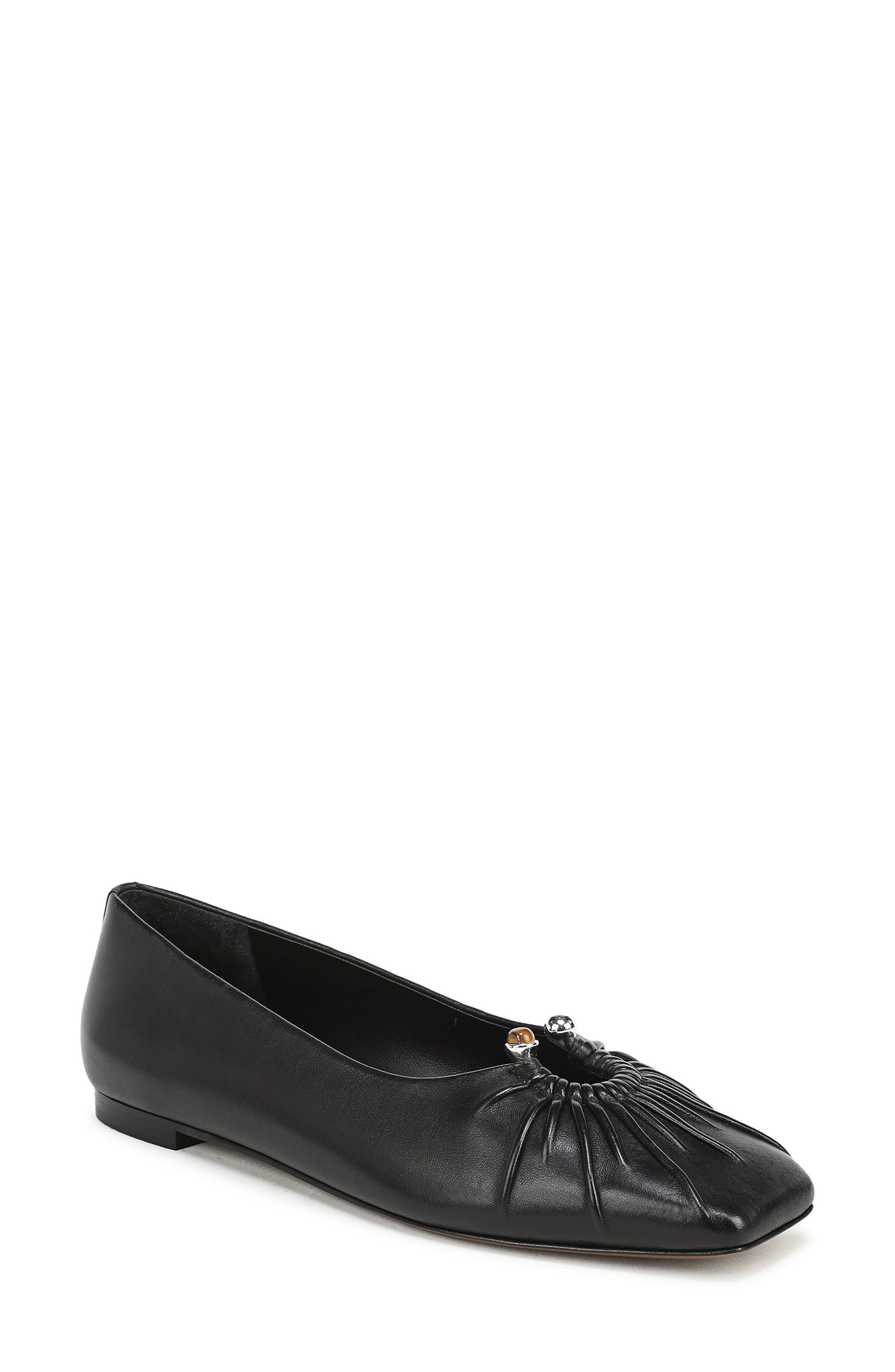 Dany Leather Flat, Main, color, BLACK NAPPA
