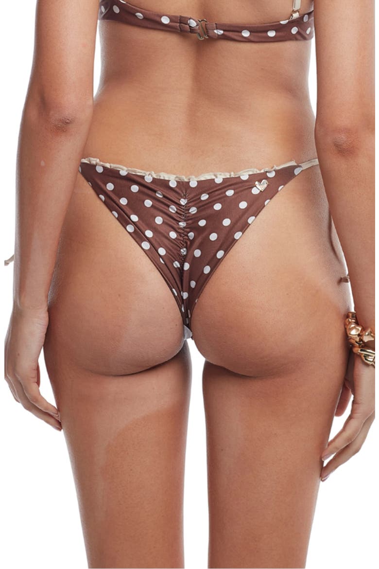 Lily Polka Dot Ruffle Bikini Bottoms, Alternate, color, BROWN