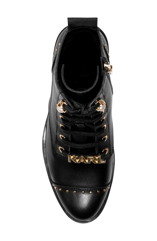 Karl Lagerfeld Paris Prue Combat Boot In Black