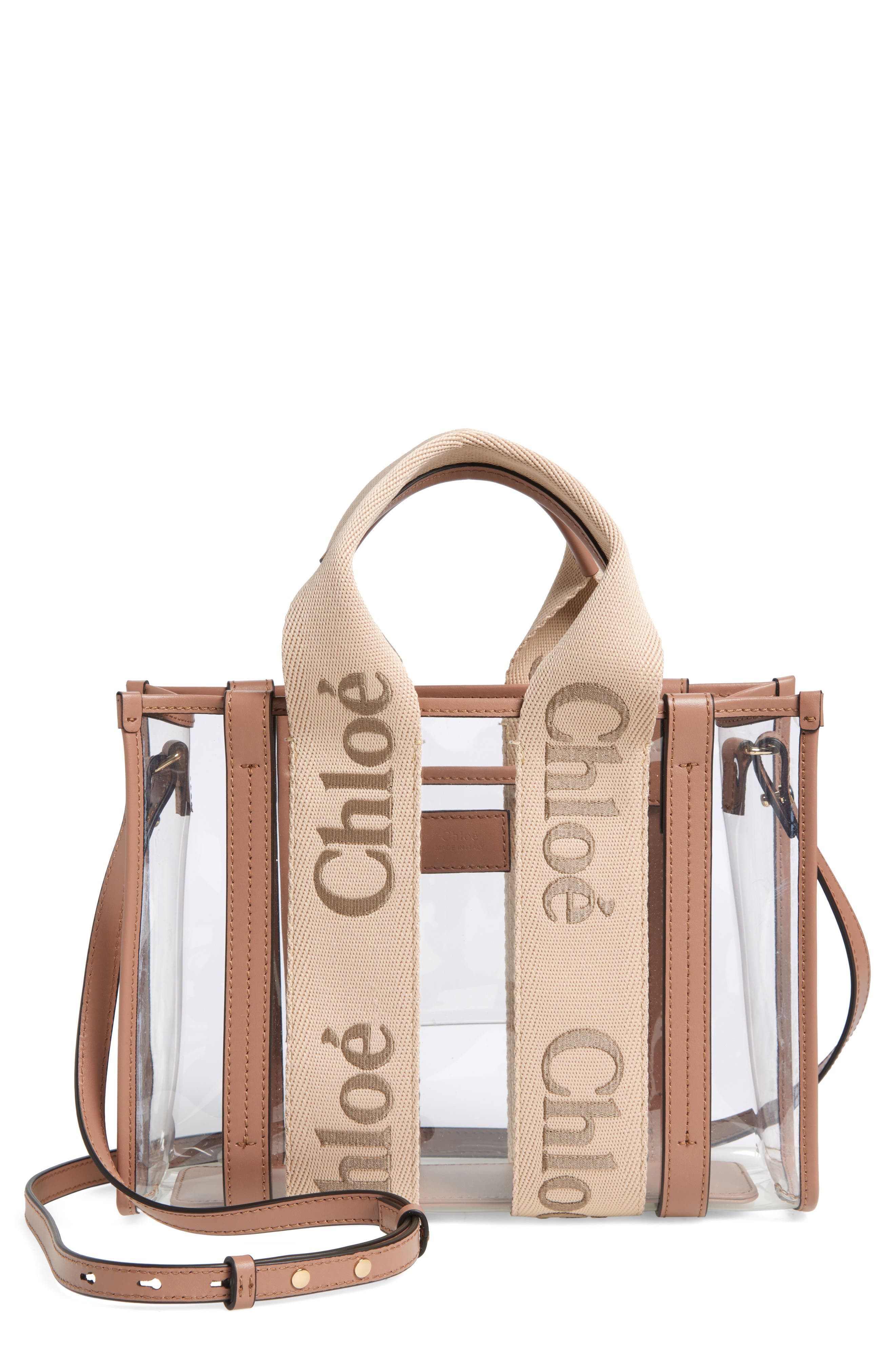 Chloé Small Woody Jelly & Leather Tote Bag, Main, color, 