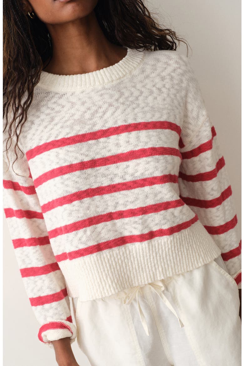 Seabreeze Striped Crewneck Sweater, Alternate, color, WHITE AND RED STRIPE