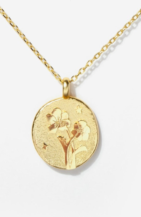 Gold Birth Flower Necklace