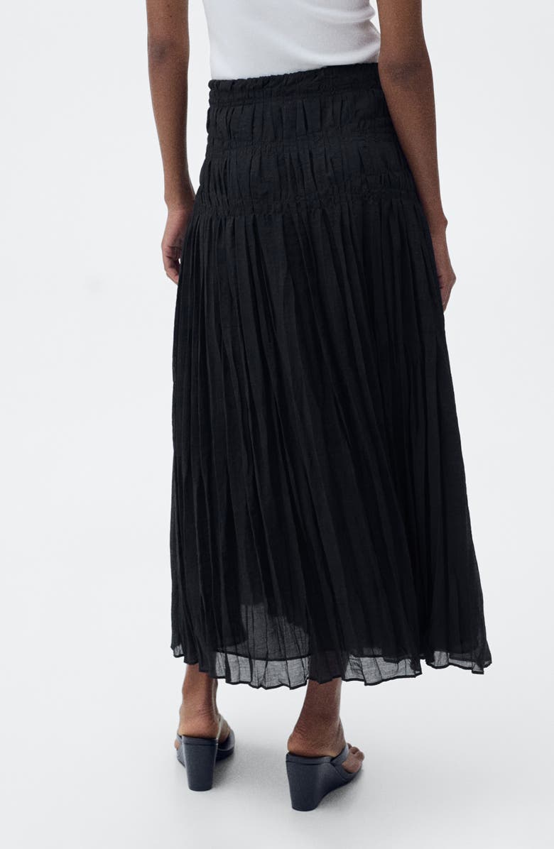 MANGO Pleated Midi Skirt, Alternate, color, Black