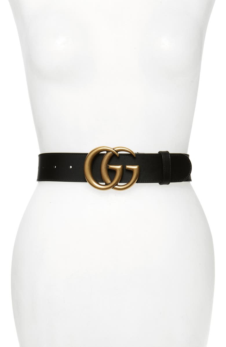 Gucci GG Logo Leather Belt, Main, color,