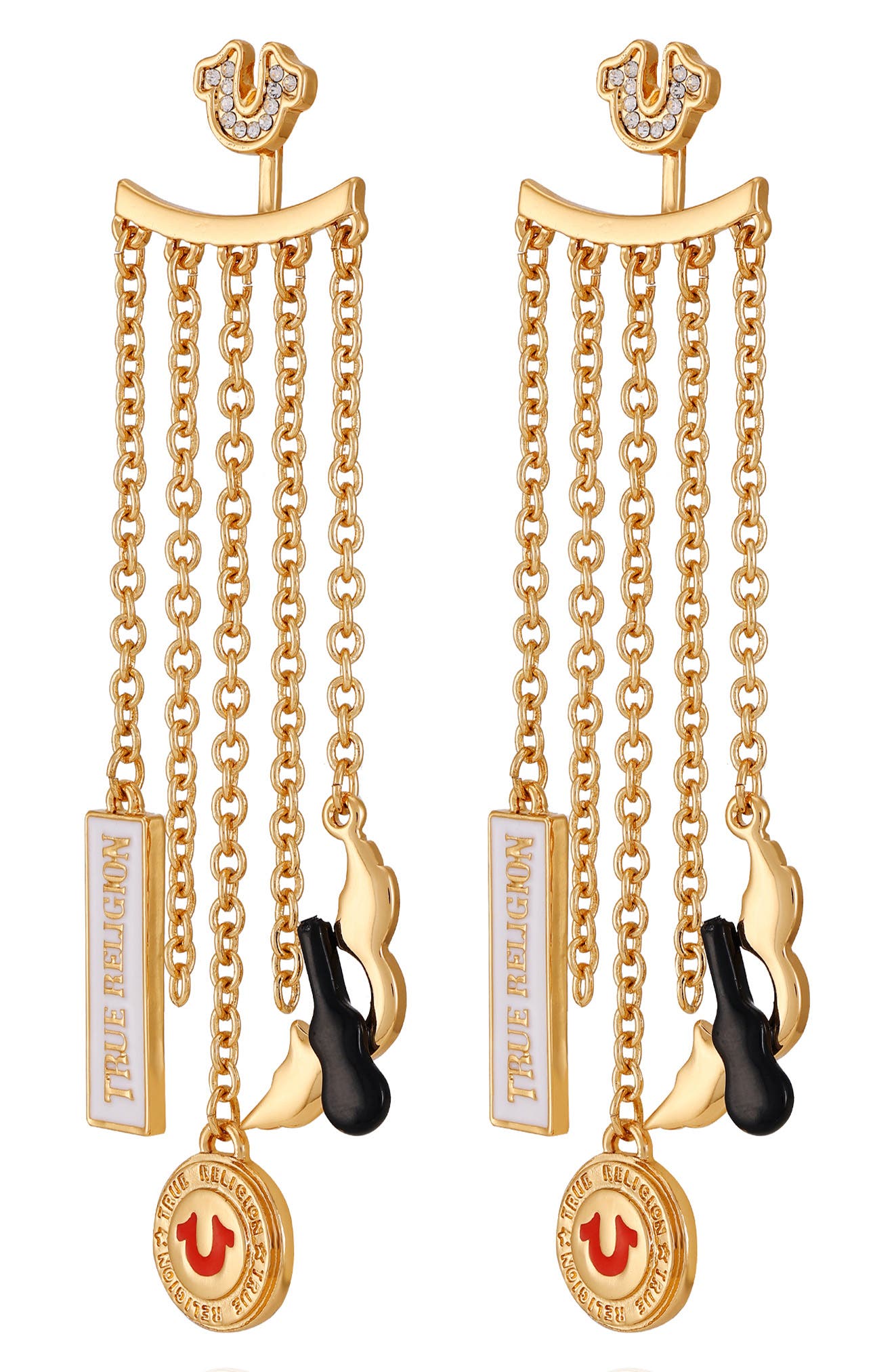 True Religion Logo Chain Drop Earrings