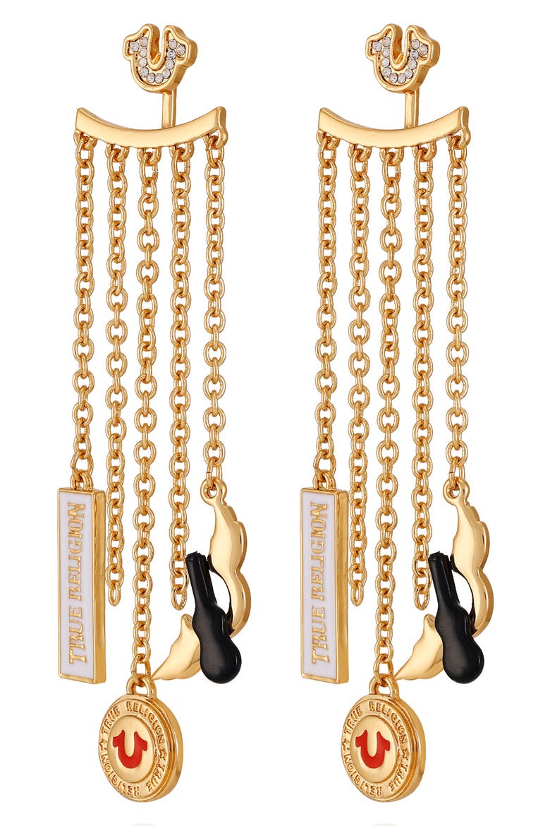 Logo Chain Drop Earrings, Main, color, GOLD TONE