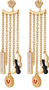 True Religion Logo Chain Drop Earrings