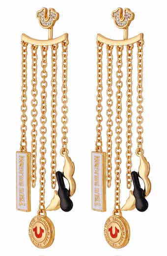 True Religion Logo Chain Drop Earrings