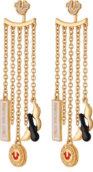 True Religion Logo Chain Drop Earrings