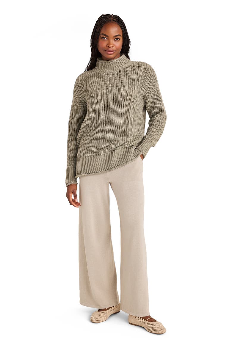 Organic Cotton Shaker Stitch Roll Neck Sweater, Main, color, Vetiver