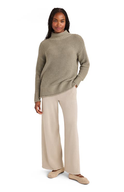 Organic Cotton Shaker Stitch Roll Neck Sweater