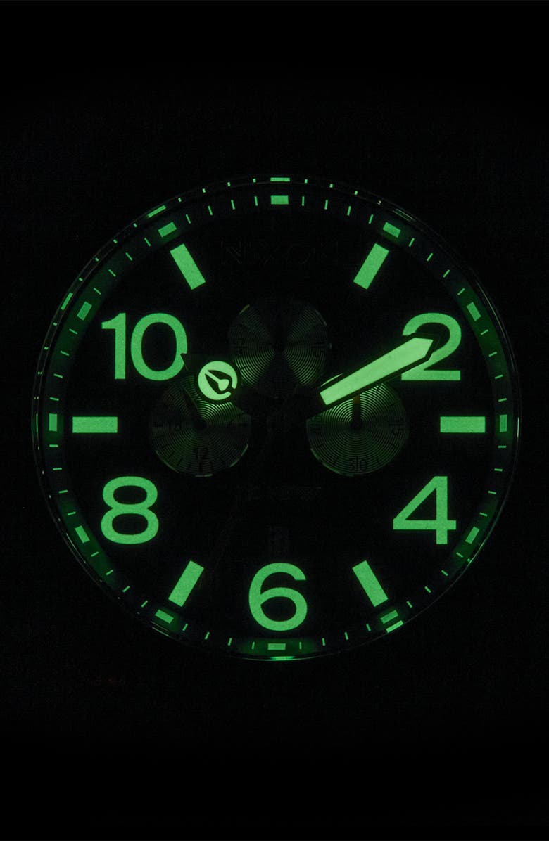 Nixon 51-30 Chronograph Bracelet Watch, 51mm, Alternate, color, Silver / Midnight