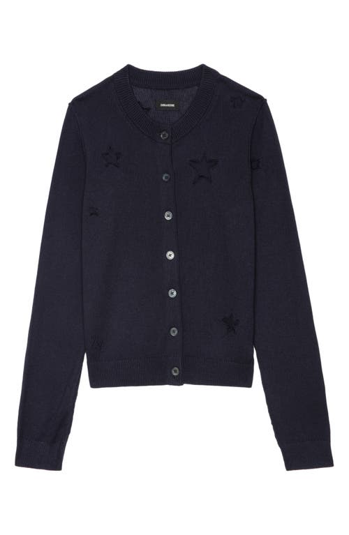 Zadig & Voltaire Alpha Seco Stars Silk & Cashmere Cardigan In Encre