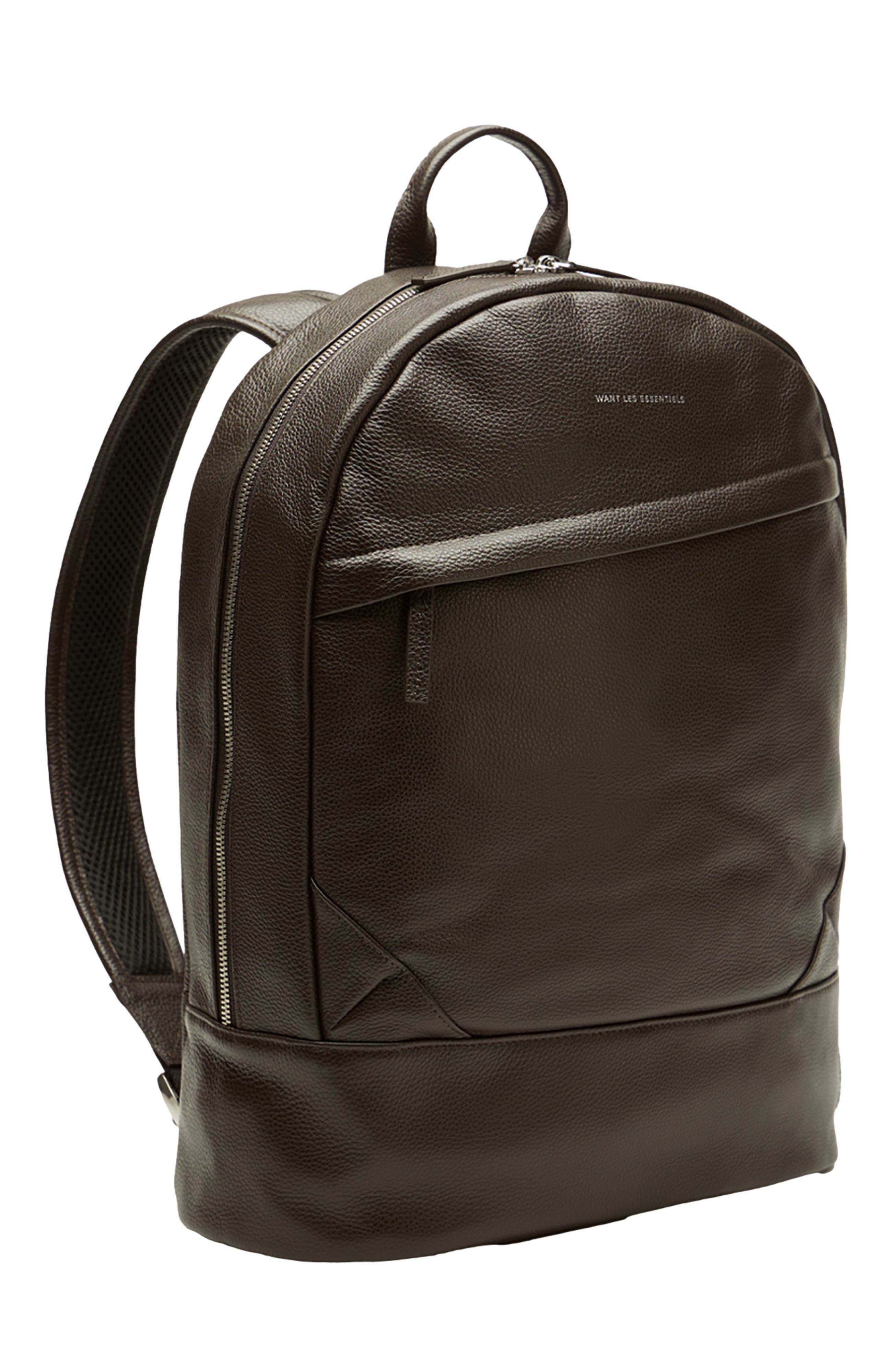 Want Les Essentiels Kastrup Pebble-Grained Leather Backpack, Alternate, color, Dark Brown