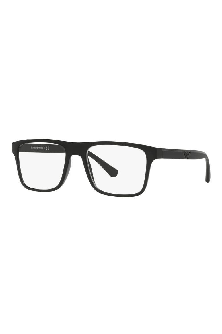 54mm Rectangular Optical Glasses, Alternate, color, SHINY BLACK / CLEAR