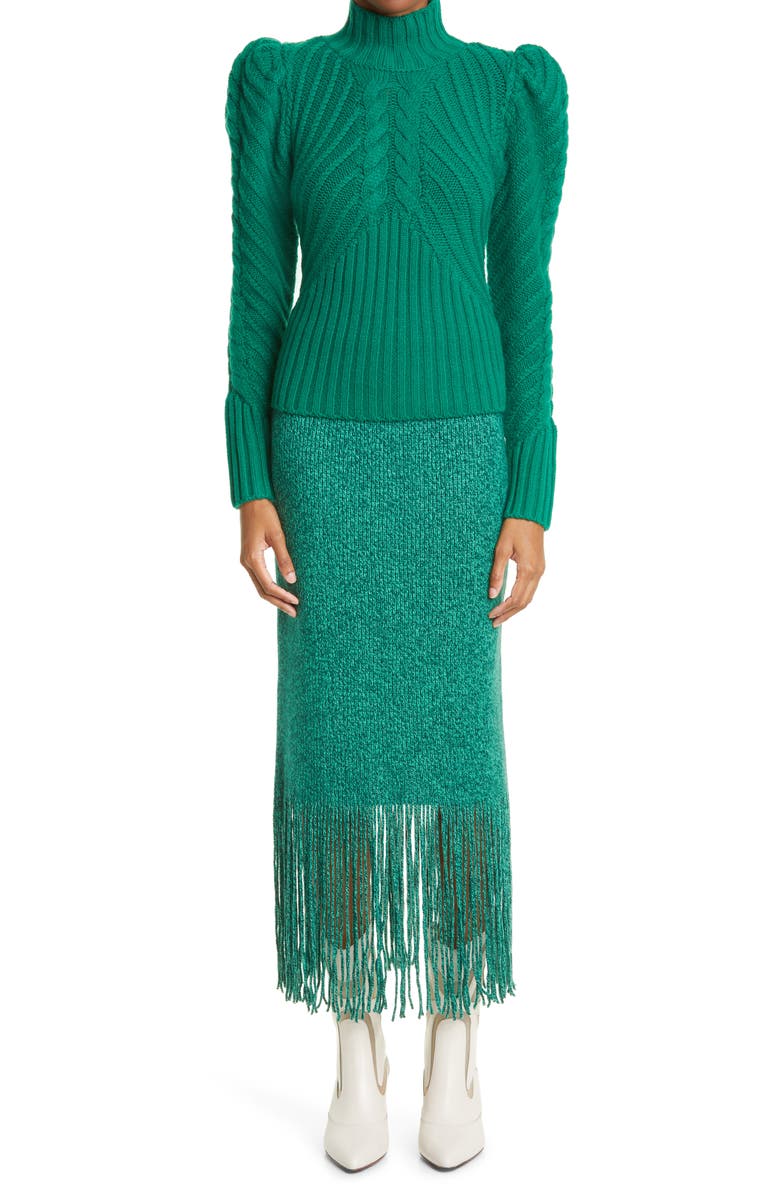 Zimmermann Celestial Cable Stitch Turtleneck Cashmere Blend Sweater, Alternate, color,
